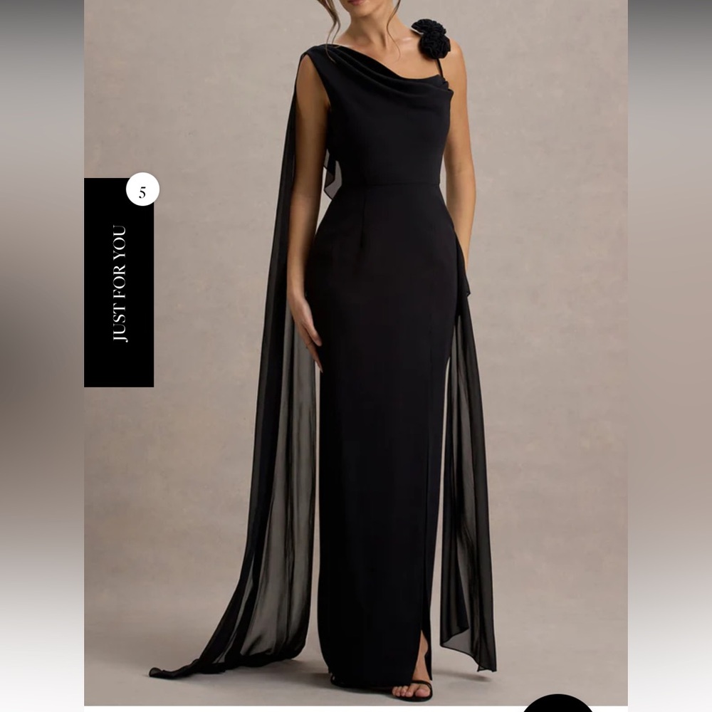 Club L London One Shoulder Black Gown